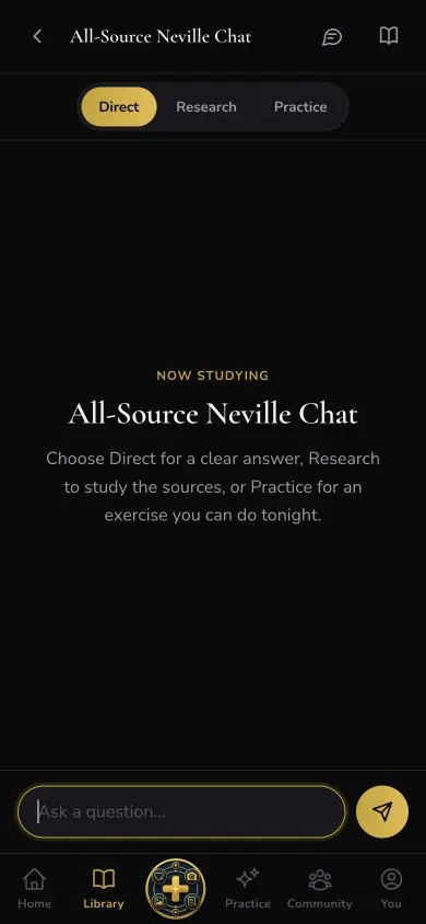 All Source Chat screen in Neville AI