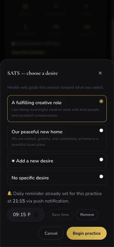 Practice Technique 01 Sats screen in Neville AI
